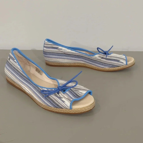 UGG Marleigh Serape Canvas Open Toe Flats Genuine Lamb Fur Lined size 11 - Picture 1 of 9